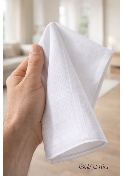 Hepsine Rakip 12 Li Erkek Cep Yaka Mendil Seti 46x46 Cm Pamuklu Mirgold Beyaz
