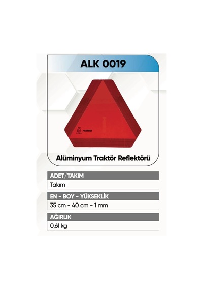 Alkotek Traktör Arka İşaret Reflektör Alüminyum Rr