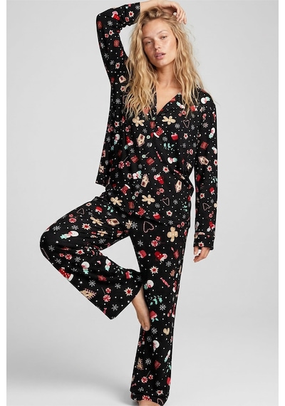 Siyah İnci Yumuşak Dokulu Süet Düğmeli Örme Pijama Takım 7984 Siyah Yılbaşı Siyah İnci Yumuşak Dokulu Süet Düğmeli Örme Pijama Takım 7984 Siyah Yılbaşı