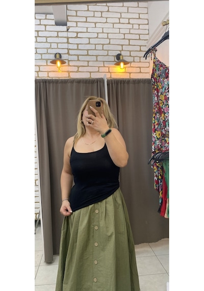 Tuba Toptaş Pamuklu Askılı Bluz Beyaz
