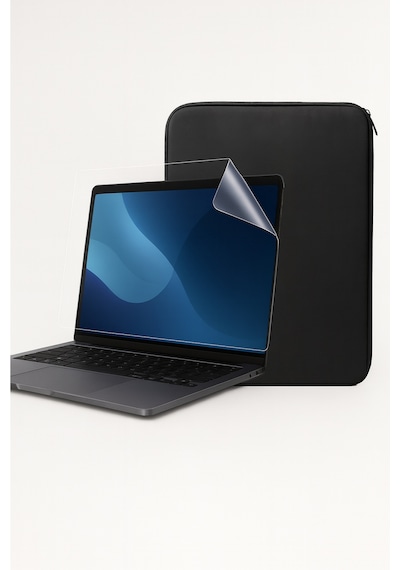 Apple Uyumlu MacBook Air 13" M1,2020 Urbanshield Kılıf + 9h Nano Ekran Koruyucu Siyah