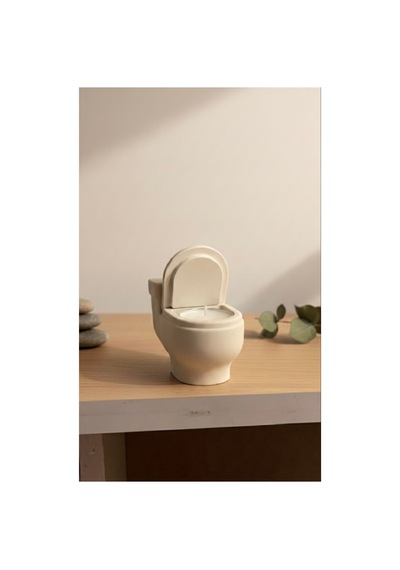 Klozet Görünümlü Dekoratif Tealight Mumluk - Esprili Banyo Süsü Ve Hediyelik Obje