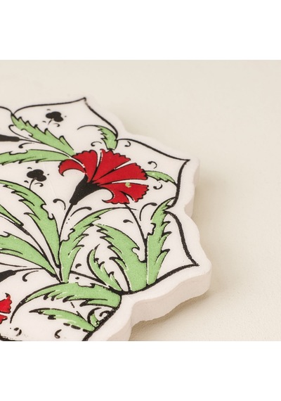 Yıldız Bardak Altlğı - Yeşil / Kırmızı - 11 Cm Çok Renkli