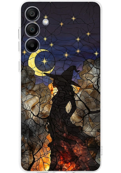 Printify Samsung Galaxy A17 İle Uyumlu Vitray Cadı Saati Tasarımlı Şeffaf Silikon Kılıf Şeffaf
