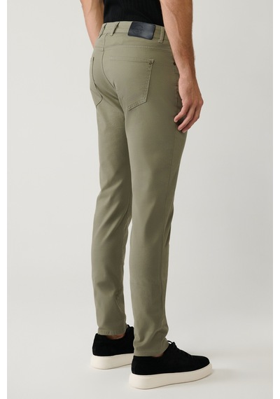 Avva Erkek Haki Klasik Bel Soft Touch Pamuklu Slim Fit Pantolon B003038