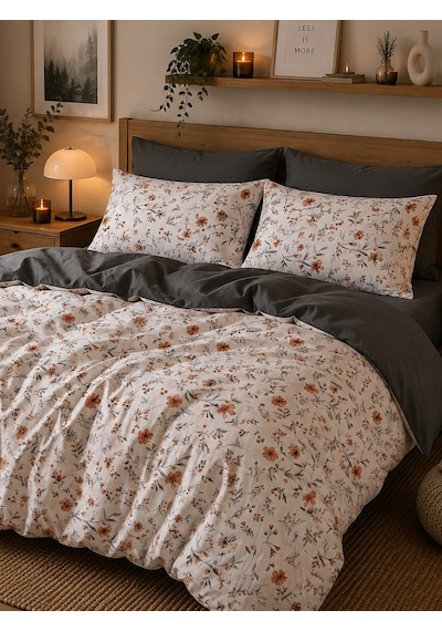 Mystory Home Lastikli Çarşaflı Çift Kişilik Nevresim Takımı Orange Turuncu