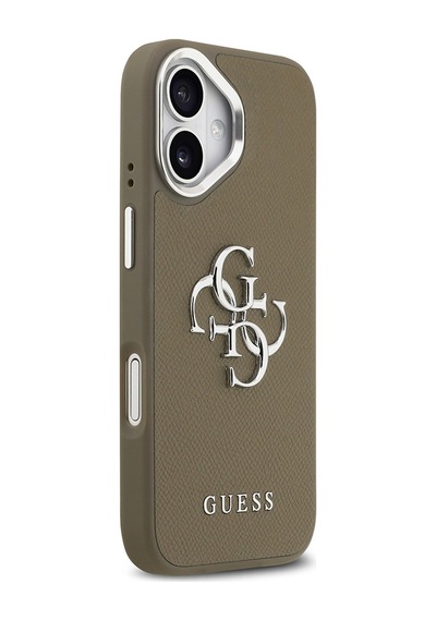 Apple Uyumlu iPhone 17 Kılıf Guess Lisanslı Grained 4g Metal Büyük Logolu Kapak Kahverengi Kahverengi