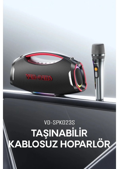 Ven-dens Vd-spk027s 240 W Bluetooth 5.3 Taşınabilir Karaoke Hoparlörü, 12000 Mah Batarya, Siyah