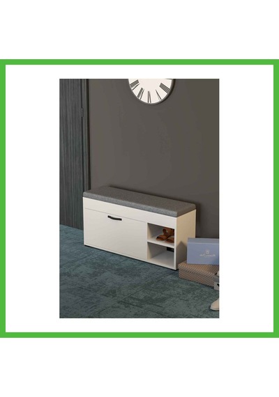 Vaveni Puflu Ayakkabılık Bench Beyaz 90 Cm Arz Vaveni Puflu Ayakkabılık Bench Beyaz 90 Cm Arz