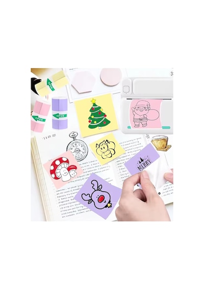 Mini Taşınabilir Yazıcı 13 Rulo Kağıtlı Mürekkepsiz Etiket Yazıcısı Mini Termal Yazıcı 1