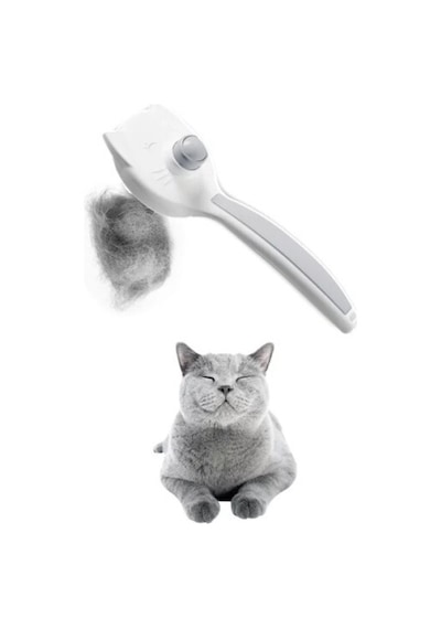 Gika Kedi Tasarımlı Tüy Toplama Tarağı Gri