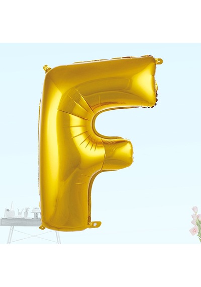 F Harf Folyo Balon. 100 CM - Altın