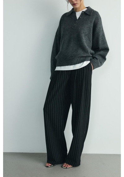 Suud Collection Füme Rani Polo Yaka Oversize Kazak