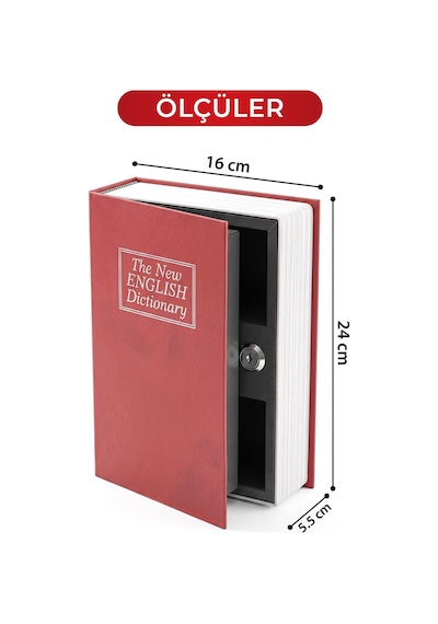 Aprilla Sb-8803 Kitap Görünümlü Para Kasası, Anahtarlı Gizli Saklama Kutusu Kırmızı