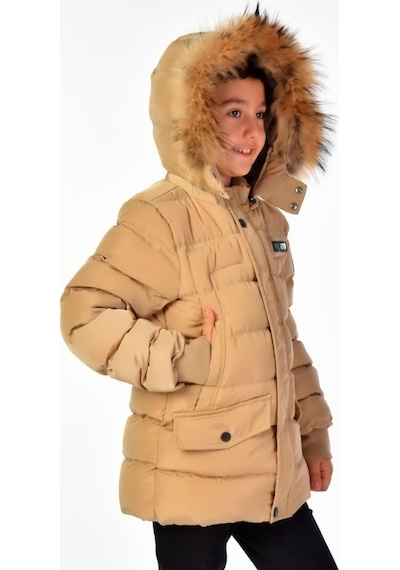 Benitto Kids Natürel Kürklü Erkek Çocuk Şişme Mont 51246-bej Bej