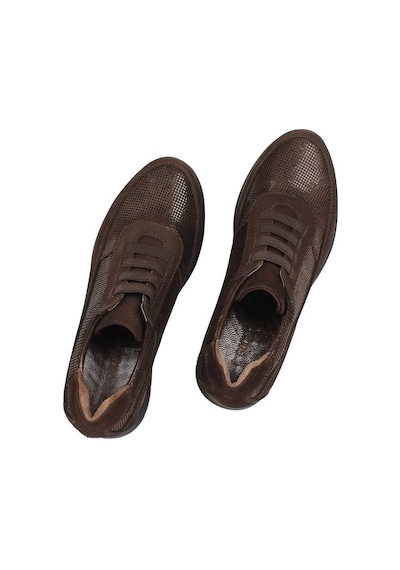 Kadın Kahverengi Dolgu Topuklu Nubuk Deri Sneaker Kahve Rengi