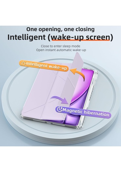 Apple İpad Uyumlu Air 11inç M4/m3/m2 Air 4/5.nesil 10.9 Kılıf Mika Trifolding Şeffaf Kalem Bölmeli