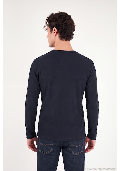 Buratti Pamuklu Regular Fit Düğmeli Bisiklet Yaka Sweat Erkek Sweat 5905852 Lacivert