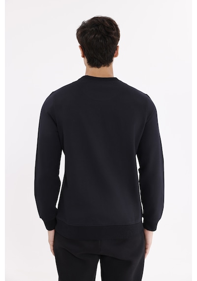 Rowinger Minimal Logolu Bisiklet Yaka Ribana Manşetli Rahat Kalıp Mevsimlik Sweatshirt Black