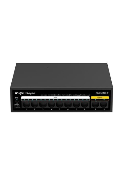 Ruıjıe Reyee Rg-es110f-p 8 Port 10/100 + 2x 10/100 Rj45 Uplınk Metal Kasa 110w Poe Swıtch Bezos1