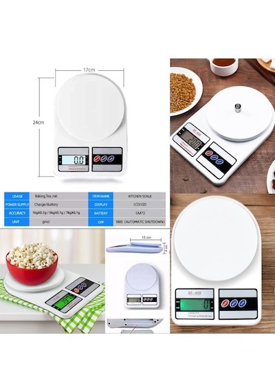 Lcd Ekranlı Dijital Hassas Mutfak Terazisi 10 Kg Kapasiteli, 1 G Hassasiyetli Elektronik Tartı