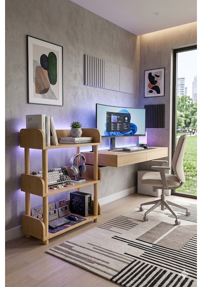 Pureza Ahşap Çocuk Kitaplık & Oyuncak Rafı 3 Katlı Çok Amaçlı Düzenleyici 60x80 CM Meşe