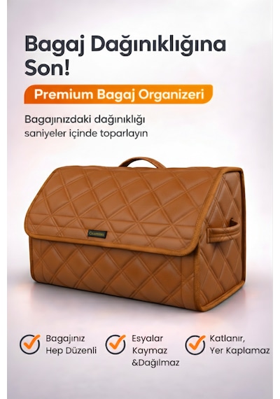 Bagaj Çantası Oto Bagaj Organizer Çift Kat Deri Su Geçirmez Kaymaz Katlanır Araç Düzenleyici - Dct7 Stiloto