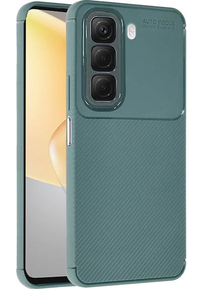 İnfinix Hot 50 Pro Plus 4g Kılıf Karbon Silikon Case Kapak Koyu Yeşil