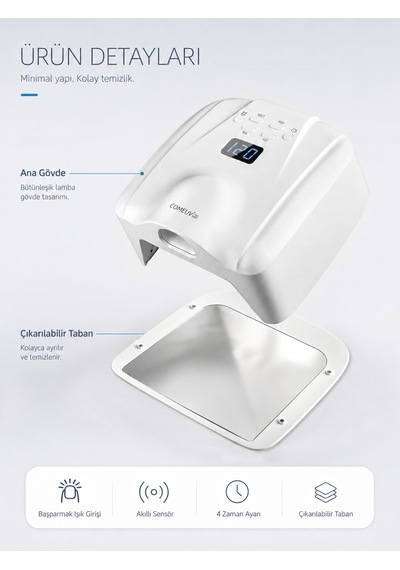 L8 Başparmak Kabinli 78 Ledli Dual Tırnak Kurutucu Uv Led Lamba Çift Girişli Manikür Pedikür Tırnak Lambası Beyaz