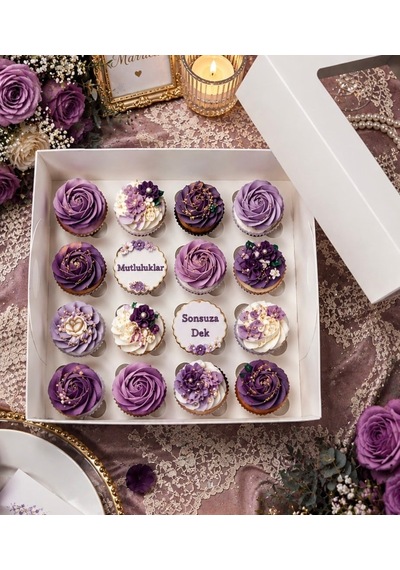 Mini Cupcake 16 Bölmeli Kapağı Pencereli 21x21x8