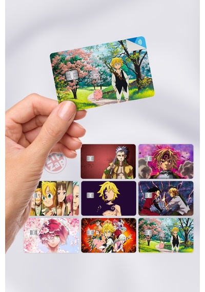 Seven Deadly Sins Kart Kaplama Sticker 8 Adet Nanatsu No Taizai Çok Renkli