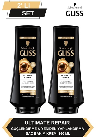 Gliss Ultimate Repair Saç Kremi 2 x 360 ML
