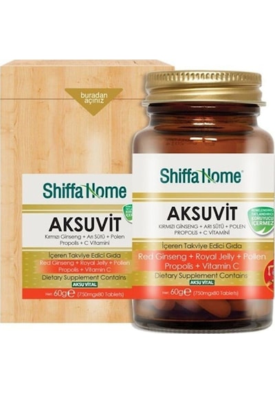 Shiffa Home Aksuvit 80 Tablet Ginseng + Arı Sütü + Polen Propolis