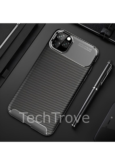 Apple Uyumlu iPhone 11 Pro Kılıf Kamera Korumalı Darbe Emici Karbon Fiber Desenli Renk Atmaz Silikon Kapak