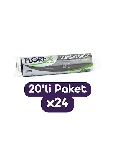 Florex Standart Battal Boy Çöp Torbası 72x95 Cm 10'lu Rulo Siyah 24 Rulo (240 Adet 1 Koli)