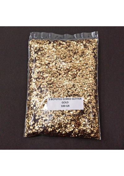 Glitter Epoksi Reçine Süsleme Pulu Üç Boyutlu Elmas Görünümlü Nail Art Makyaj Sim Gold 100 Gr
