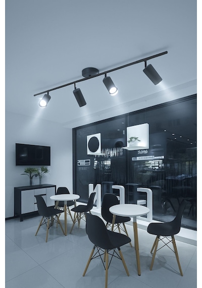 Spoti 4'lü Siyah Renk Beyaz Işık Modern Tasarım Salon - Mut...