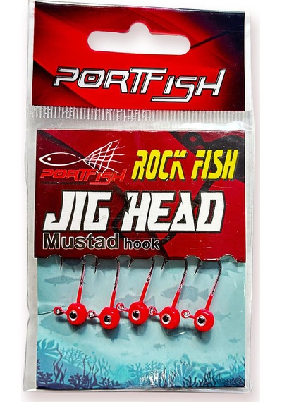 Portfish Kırmız Renkli Ve Gözlü 5 Adet Lrf Jig Head 6 No / 1 Gr