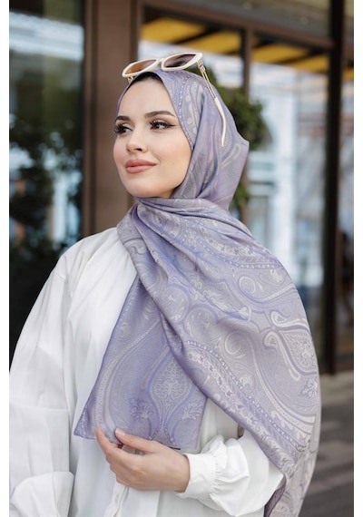 Etro Desen Premium Şal Lila Çok Renkli