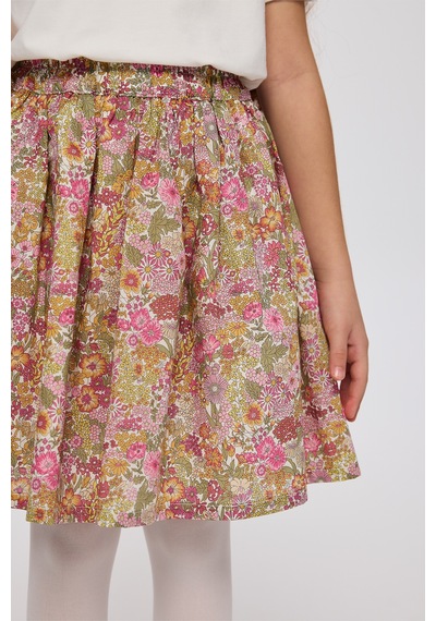 Panço Liberty Kumaş Desenli Kız Çocuk Etek Pembe