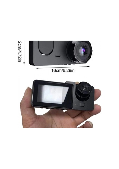 3 Kameralı 2 İnç Ips Ekranlı 1080p Araç İçi Kamera Sürüş Kamerası Carplay