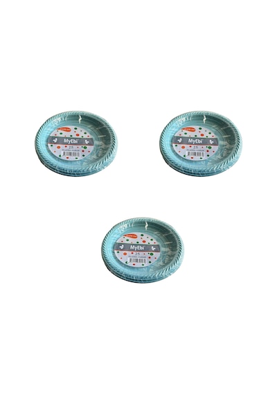 Roll-up Kullan At Renkli Turkuaz Parti Davet Plastik Tabak - 22 Cm. - 25 Adetlik 3 Paket