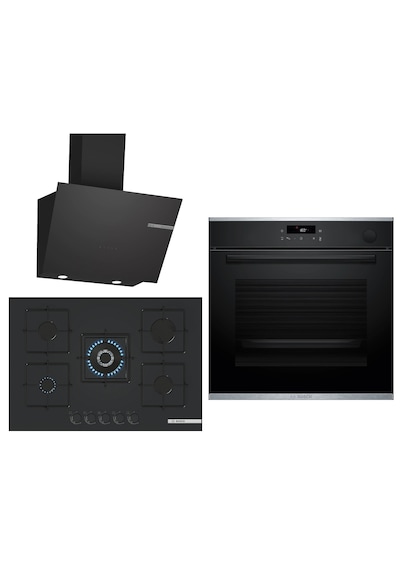 Bosch Black Deluxe HRG232EB3 - PNQ7B6P31O 3D Fry 75 CM Wok Bek  - DWK66PJ60T 3 Lü Ankastre Set 610