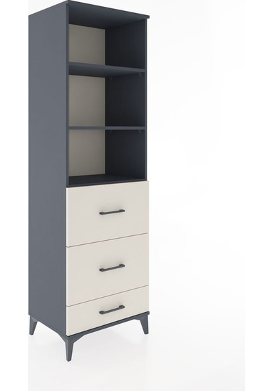 Hyperion Dolap 3 Raflı 3 Çekmeceli 60x44x195 Antrasit-aytaşı Antrasit