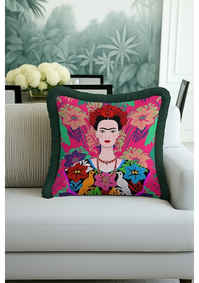 Tropikal Çiçekli Renkli Saçaklı Yastık Kılıfı - Meksika Desenli Boho Yeşil Püsküllü Kırlent Kılıfı Canlı Yosunlu Kehribar Tropikal Çiçekli Renkli Saçaklı Yastık Kılıfı - Meksika Desenli Boho Yeşil Püsküllü Kırlent Kılıfı Canlı Yosunlu Kehribar