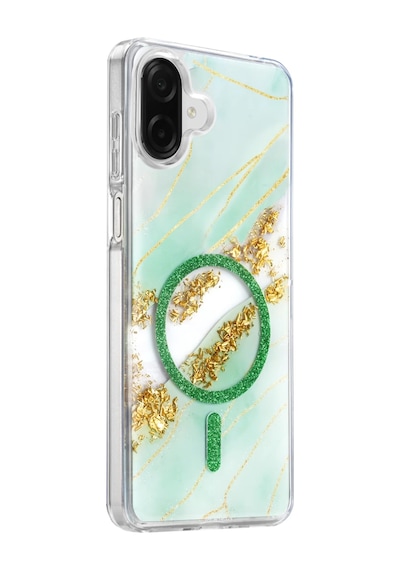 Onegif Samsung Galaxy A07 4g Uyumlu Lotus Simli Magsafe Kapak - Yeşil Çok Renkli