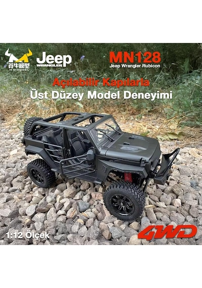 Mn Model Mn128 1/12 Jeep Wrangler Rubicon 4wd Rc Model Crawler Offroad Truck Uzaktan Kumandalı Araba Rtr Siyah+dahili Işık Seti Mn-128 7600000036349