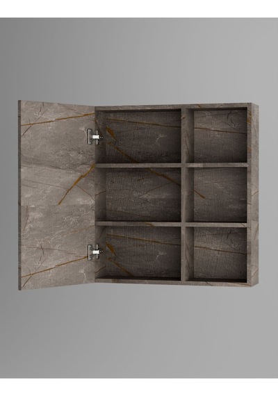 Tek Kapaklı Aynalı Banyo Dolabı Çok Amaçlı Banyo Dolabı Gri