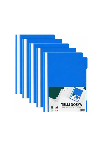 Tr Telli Dosya Mavi A4 50'li - 5 Paket Plastik Klasör Delikli