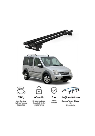 Venüs Ford Connect 2002-2013 Uyumlu Siyah Ara Atkı Port Bagaj Tavan Barı